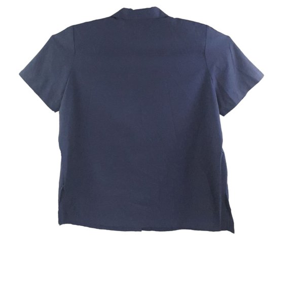 Vintage Image Women ( pit to pit is 28") Navy Blue Buttons Down Collared - Picture 5 of 7